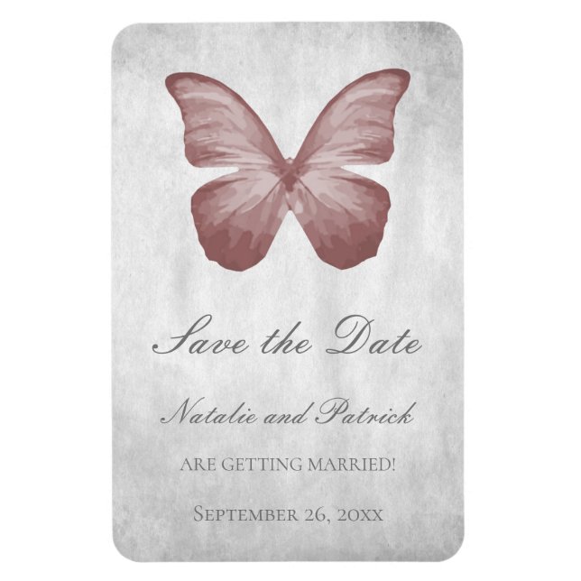 Pink Butterfly Save the Date Magnet (Vertical)