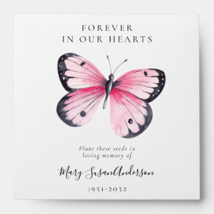 Pink Butterfly Seed Packet Memorial Funeral Envelope