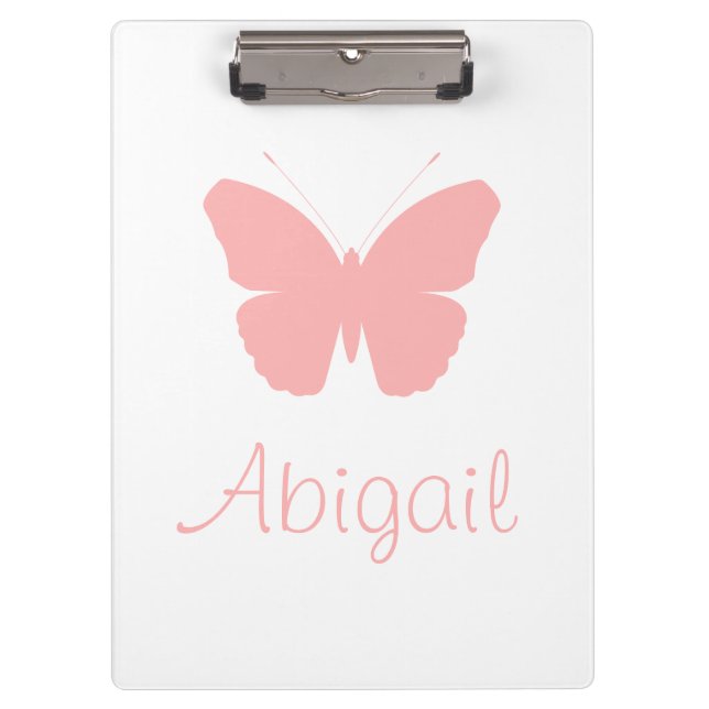 Pink Butterfly Silhouette Design (Personalised) Clipboard (Front)