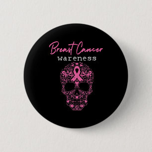 Pink Butterfly Skull Breast Cancer Awareness Hallo 6 Cm Round Badge
