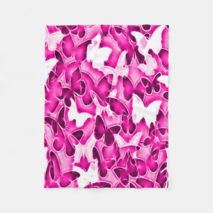 Pink Butterfly Sparkle Camo Fleece Blanket