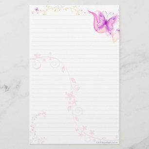 Pink Butterfly Stationary Stationery
