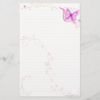 Pink Butterfly Stationary Stationery