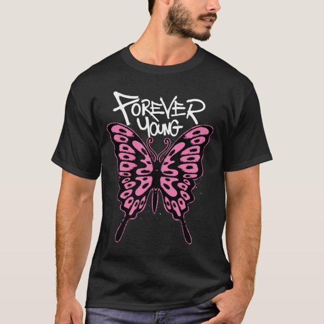 Pink Butterfly Streetwear T-Shirt (Front)