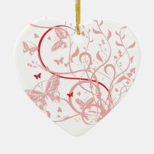 Pink Butterfly Swirls Ceramic Tree Decoration