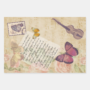 Pink Butterfly Symphony Wrapping Paper Sheet