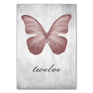 Pink Butterfly Table Number Card