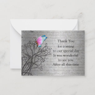 Pink Butterfly Thank You Card