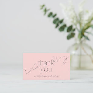 Pink Butterfly Thank You Card Small Business