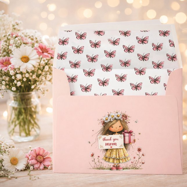 Pink Butterfly “Thank You Mom” Envelope (Creator Uploaded)
