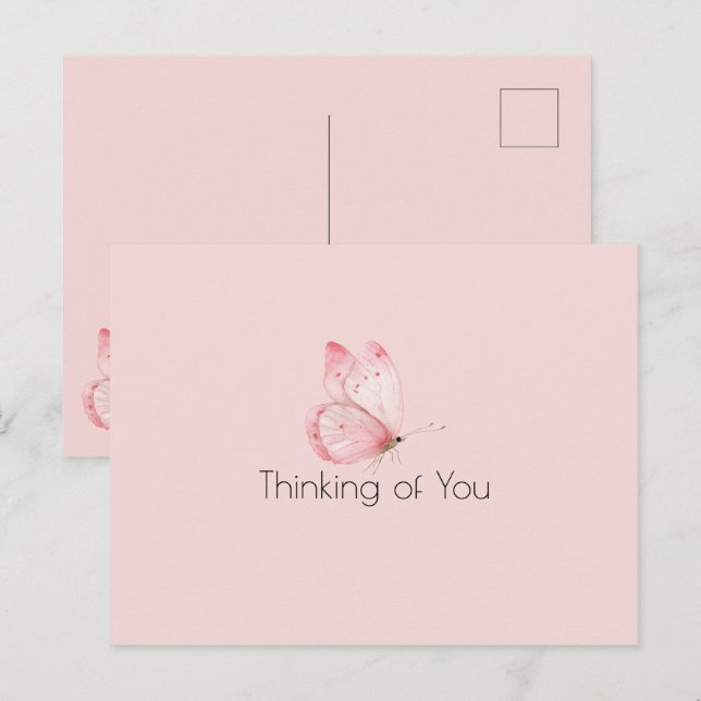 Pink Butterfly Thinking of you Postcard (Front/Back)