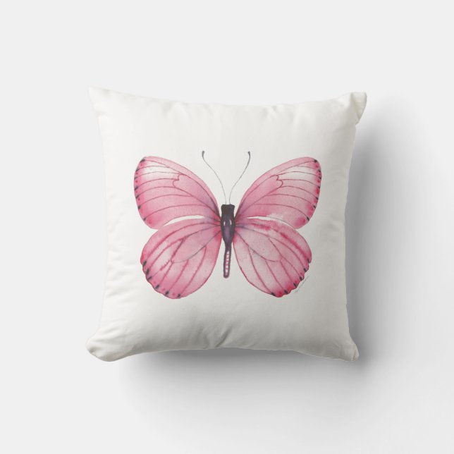 Pink Butterfly Throw Pillow (Front)