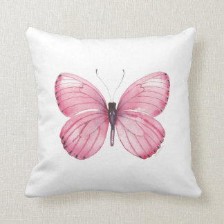 Pink Butterfly Throw Pillow