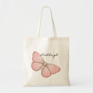 Pink Butterfly Tote Bag