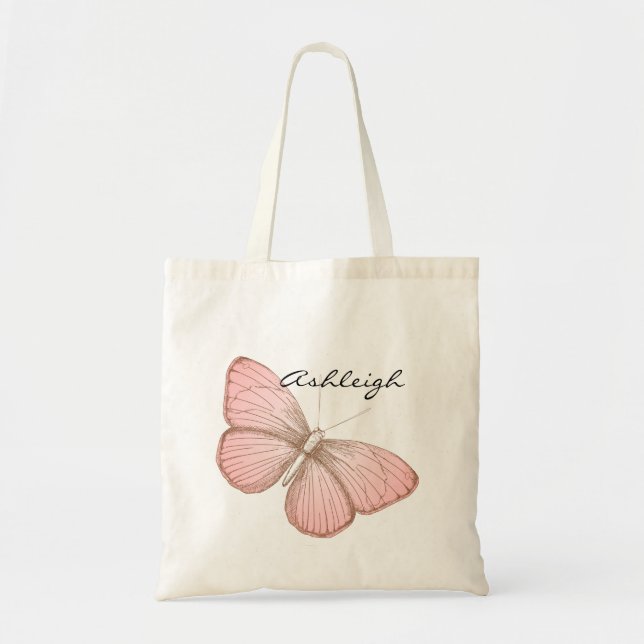 Pink Butterfly Tote Bag (Front)