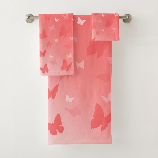 Pink Butterfly Towel Set Beautiful Butterfly Gifts (Insitu)
