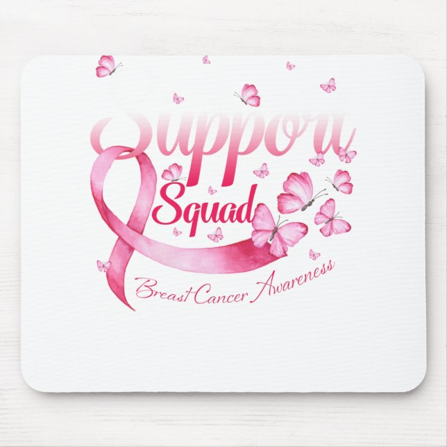 Pink Butterfly Warrior Support Squad Breast Cancer Mouse Mat (Front)