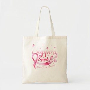 Pink Butterfly Warrior Support Squad Breast Cancer Tote Bag