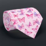 Pink Butterfly Watercolor Tie<br><div class="desc">Pink Butterfly Watercolor neck tie</div>
