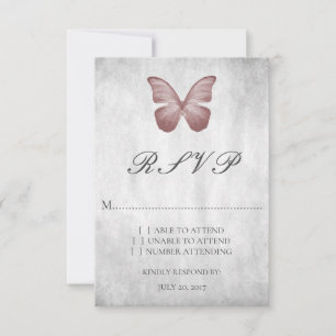 Pink Butterfly Wedding RSVP Card