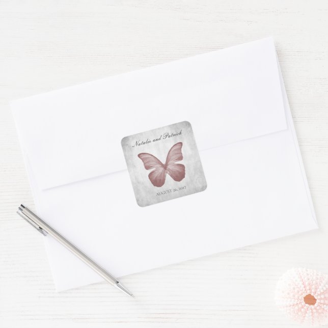 Pink Butterfly Wedding Stickers (Envelope)