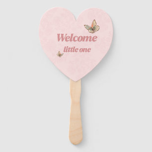 Pink Butterfly Welcome Little One Baby Shower Hand Fan