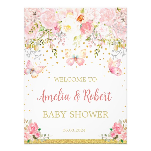 Pink butterfly welcome Sign (Front)