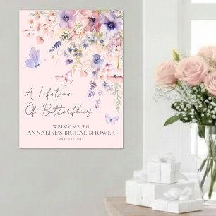 Pink Butterfly Wildflower Bridal Shower Poster
