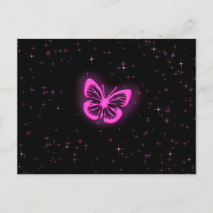 Pink butterfly with sparkles postcard