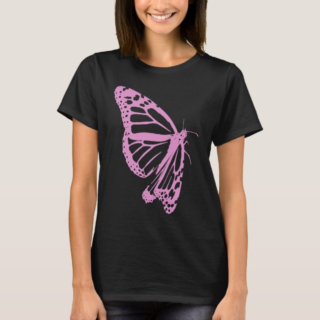 Pink Butterfly Women's Artistic and Minimal Aesthe T-Shirt (Front)