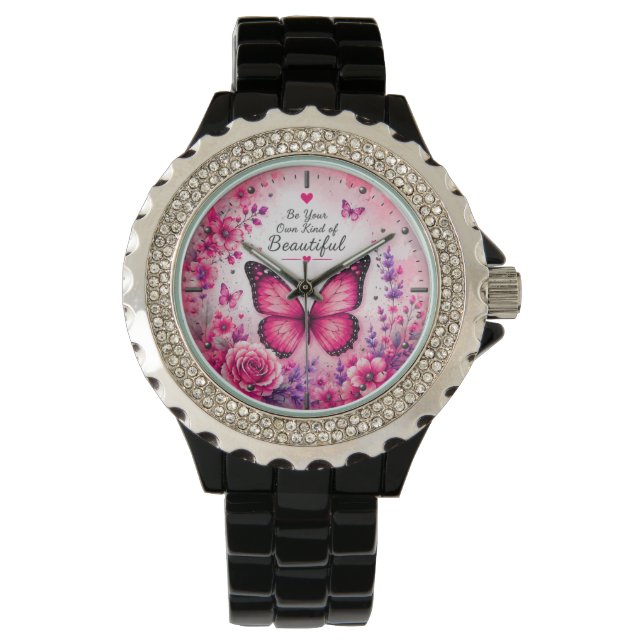 Pink Butterfly Women's Watch (Front)