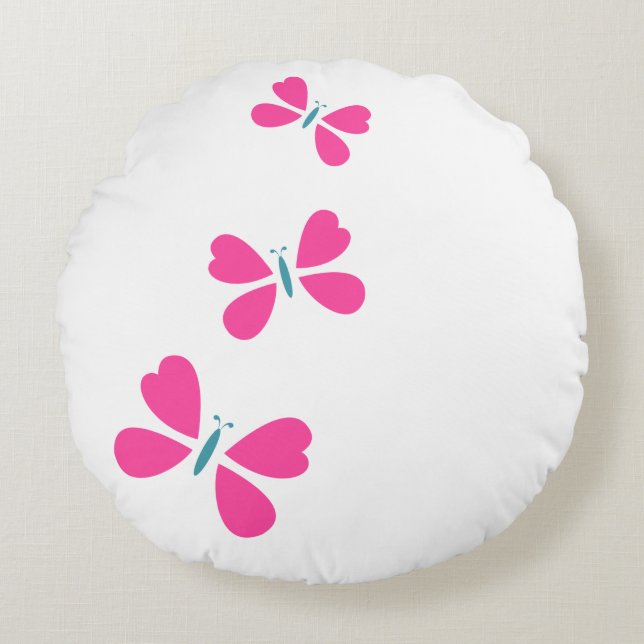 Pink Butterfly's flying  Round Cushion (Front)