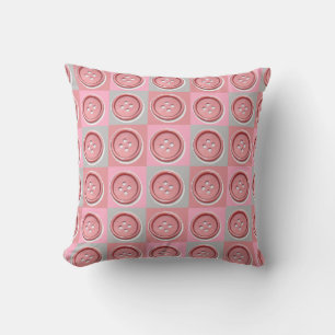 Pink Buttons and Checked Pattern Cushion