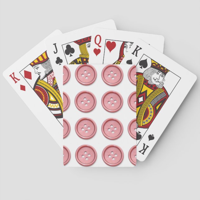 Pink Buttons on White Playing Cards (Back)