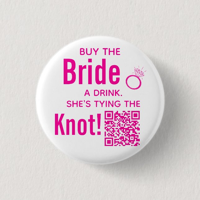 Pink Buy The Bride a Drink Bachelorette Party  3 Cm Round Badge (Front)
