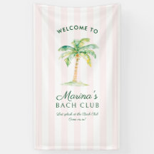 Pink Cabana Stripes Bach Club Bachelorette Welcome