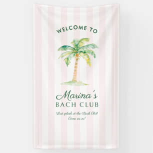 Pink Cabana Stripes Bach Club Bachelorette Welcome Banner