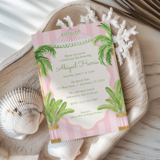 Pink Cabana Stripes Palm Beach Invitation