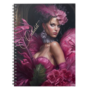 Pink Cabaret Florals and Feathers Notebook
