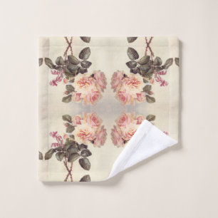 Pink Cabbage Rose Flowers Bath Towel Set