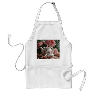 Pink Cabbage Rose Tea Apron