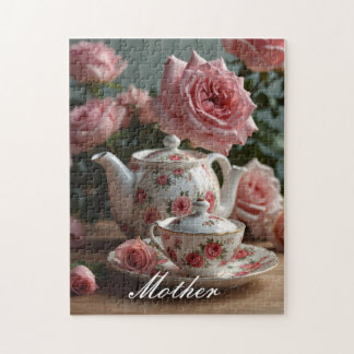 Pink Cabbage Rose Tea  Jigsaw Puzzle