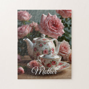 Pink Cabbage Rose Tea  Jigsaw Puzzle