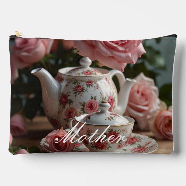 Pink Cabbage Rose Tea Print Cut Sew Bag (Front)