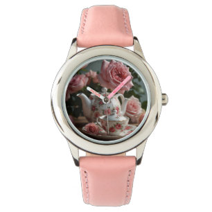 Pink Cabbage Rose Tea Watch