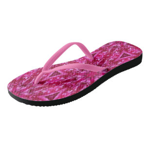 Pink Cabbage Rose Triangles 5072 Flip Flops