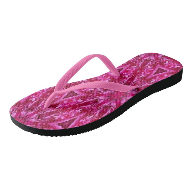 Pink Cabbage Rose Triangles 5072 Flip Flops (Angled)