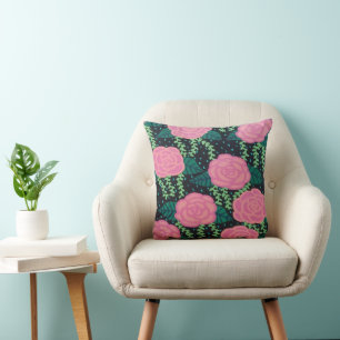 Pink Cabbage Roses  Cushion