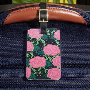 Pink Cabbage Roses Luggage Tag