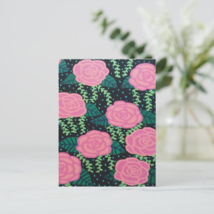 Pink Cabbage Roses Postcard